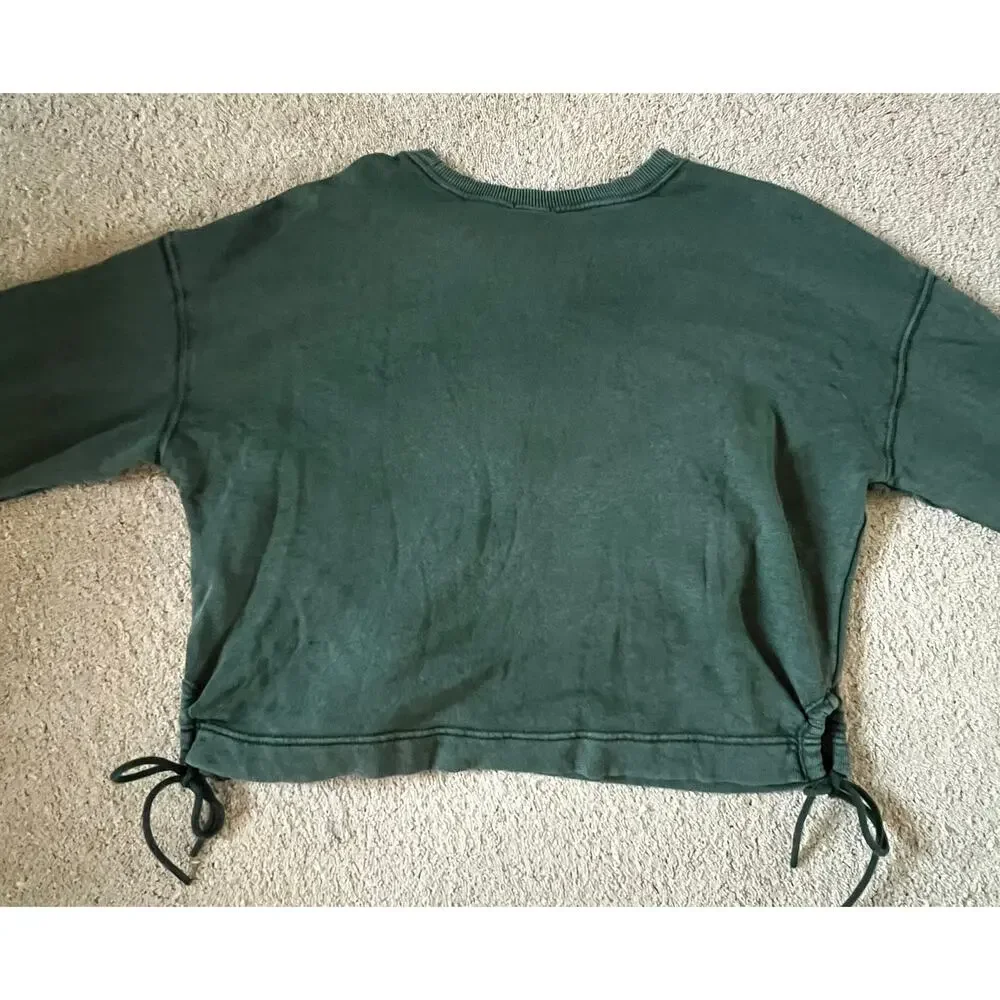 Wolf tapestry sweatshirt, fringe, upcycled, cropped crewneck, Aerie Oversize SM